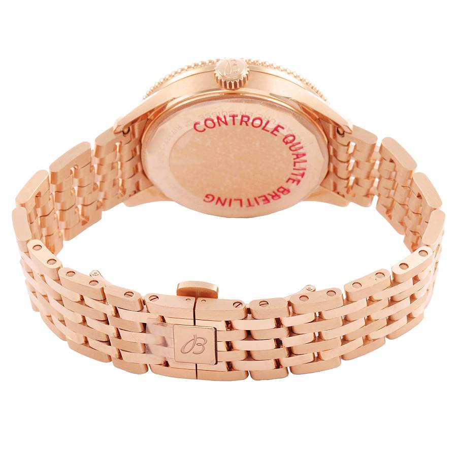 Brei_tling Navi_timer Auto_matic  Rose Gold MOP Diamond Watch  Box Card