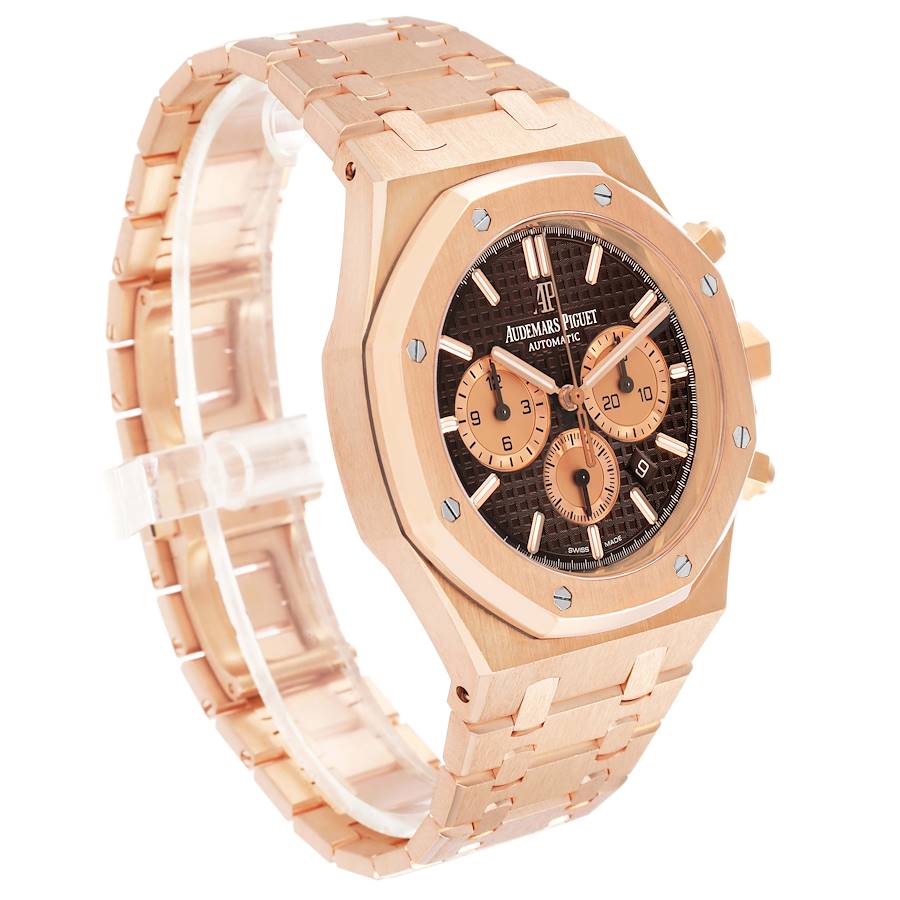 Aude_mars Piguet Ro_yal Oak Brown Dial Rose Gold Watch
