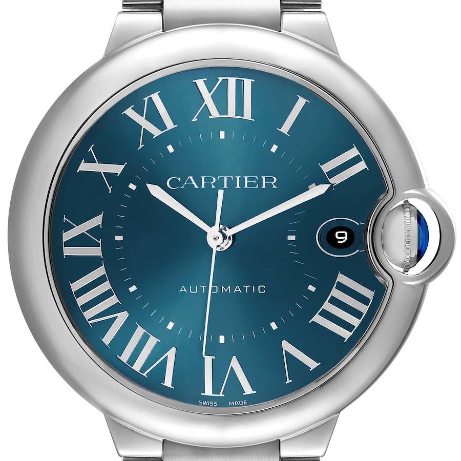 Car_tier Ballon_ Bleu  Blue Dial Steel Mens Watch  Box Card