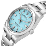 Ro_lex Oyster Perpetual Steel Turquoise Dial Mens Watch