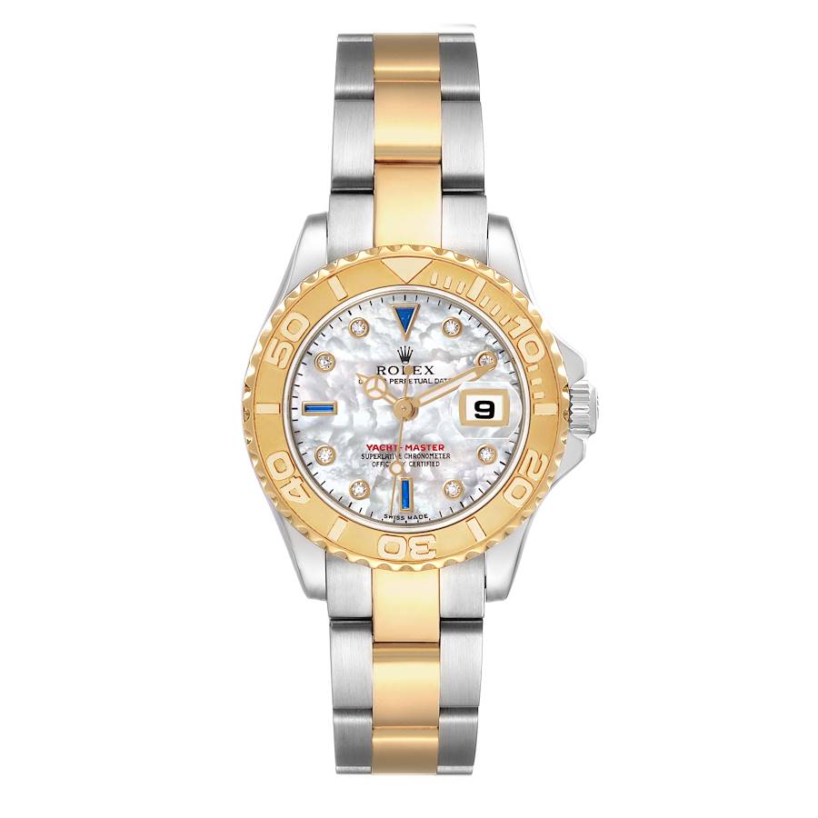 Ro_lexYachtmaster  Yellow Gold Steel MOP Sapphire Ladies Watch Card