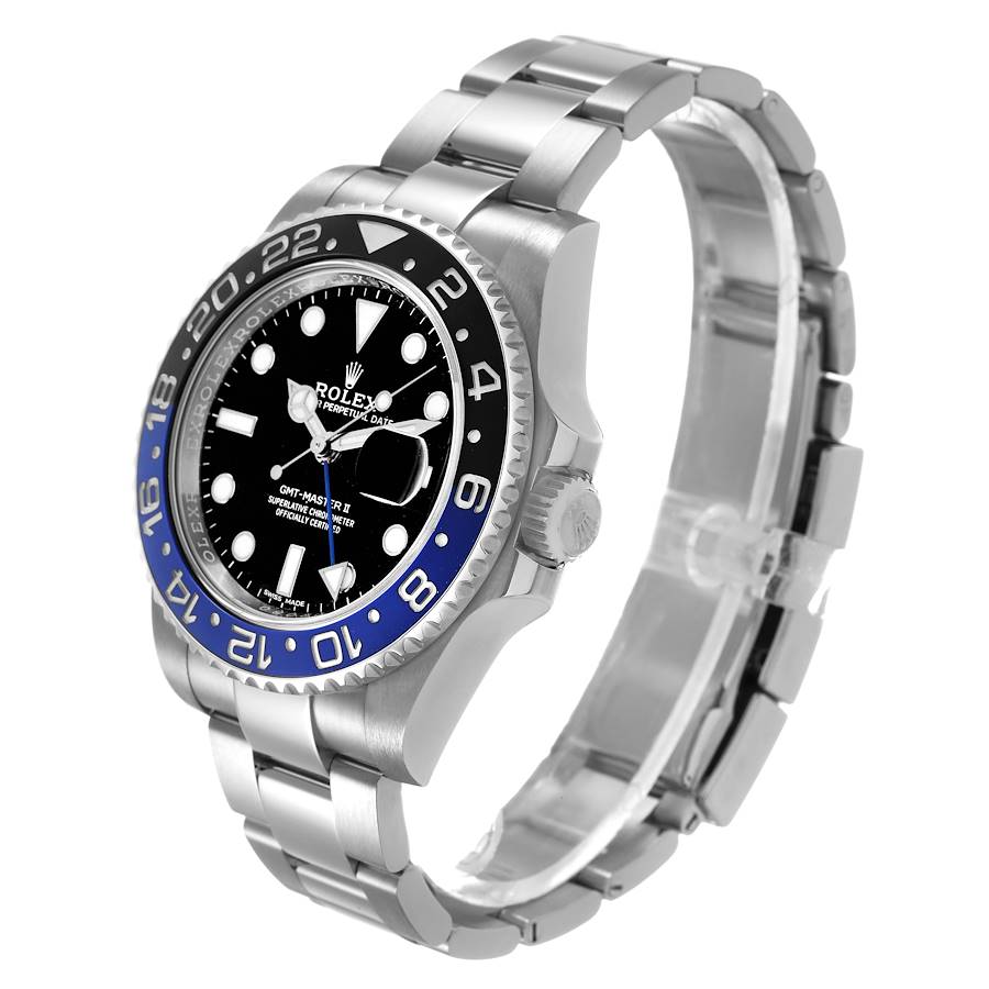 Ro_lex GMT Master II Black Blue Batman Bezel Steel Mens Watch