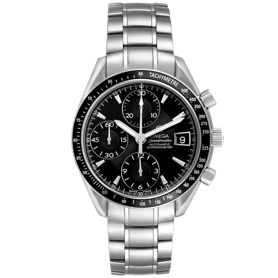 Ome_ga Speed_master Steel Date Black Dial Mens Watch
