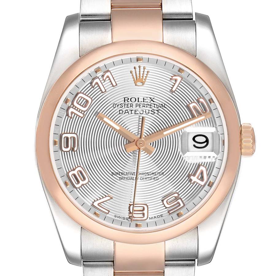 Ro_lex Datejust  Silver Concentric Dial Steel Rose Gold Mens Watch