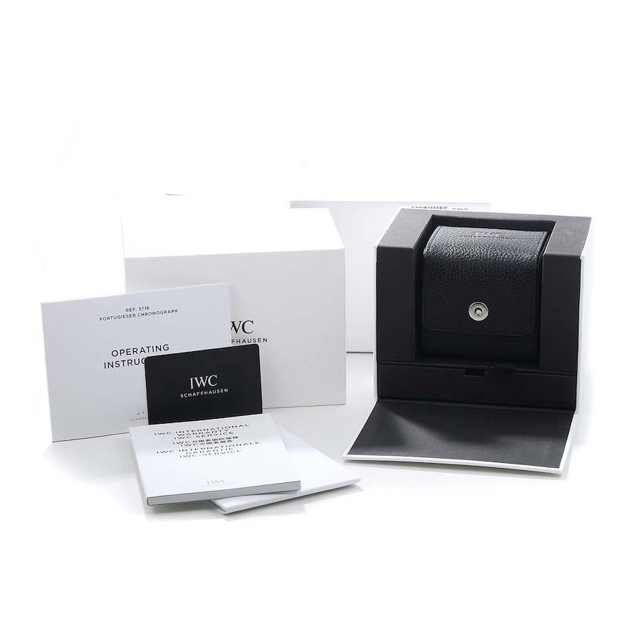 IWC Portugieser Chronograph Steel Red Dial Mens Watch Box Card