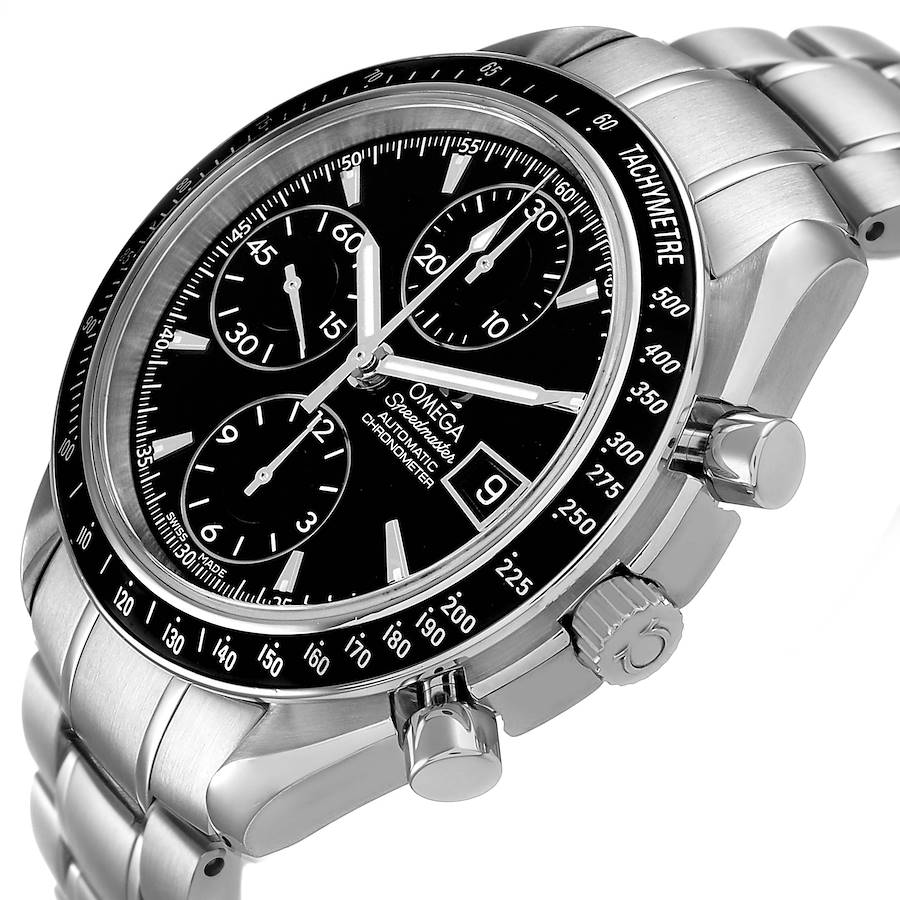 Ome_ga Speed_master Steel Date Black Dial Mens Watch