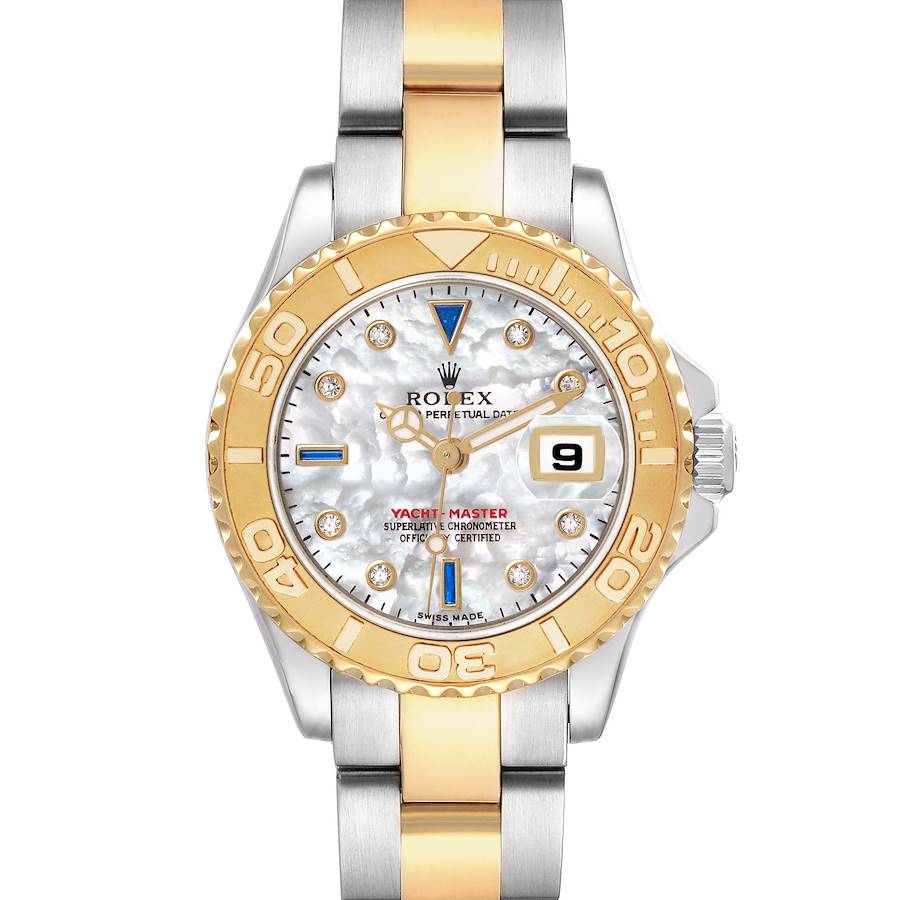 Ro_lexYachtmaster  Yellow Gold Steel MOP Sapphire Ladies Watch Card