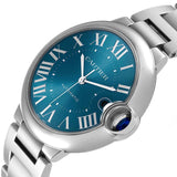 Car_tier Ballon_ Bleu  Blue Dial Steel Mens Watch  Box Card