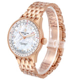 Brei_tling Navi_timer Auto_matic  Rose Gold MOP Diamond Watch  Box Card