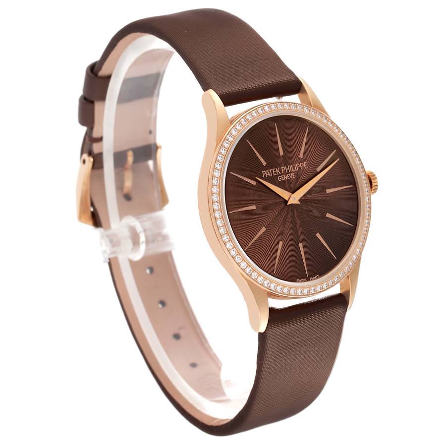 Patek _Philippe Calatrava Rose Gold Brown Dial Diamond Ladies Watch