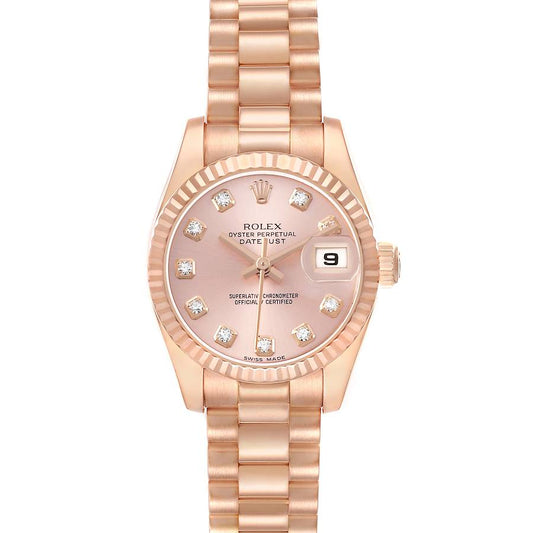 Rol_ex President Datejust Rose Gold Diamond Ladies Watch