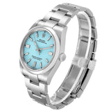 Ro_lex Oyster Perpetual Steel Turquoise Dial Mens Watch