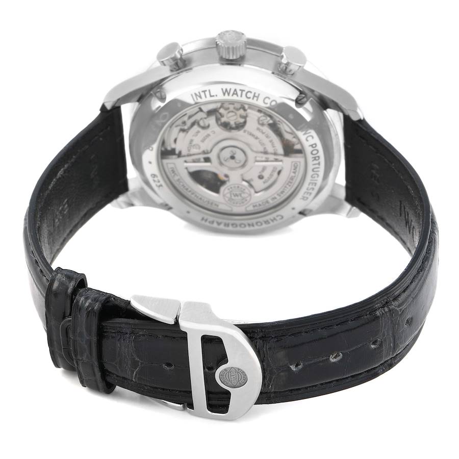IWC Portugieser Chronograph Steel Red Dial Mens Watch Box Card