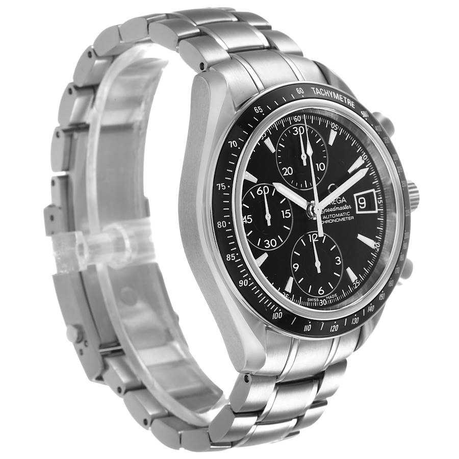 Ome_ga Speed_master Steel Date Black Dial Mens Watch