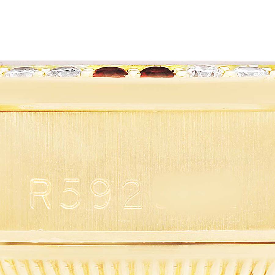 Ro_lex President Yellow Gold Diamond Ruby Dial Ladies Watch