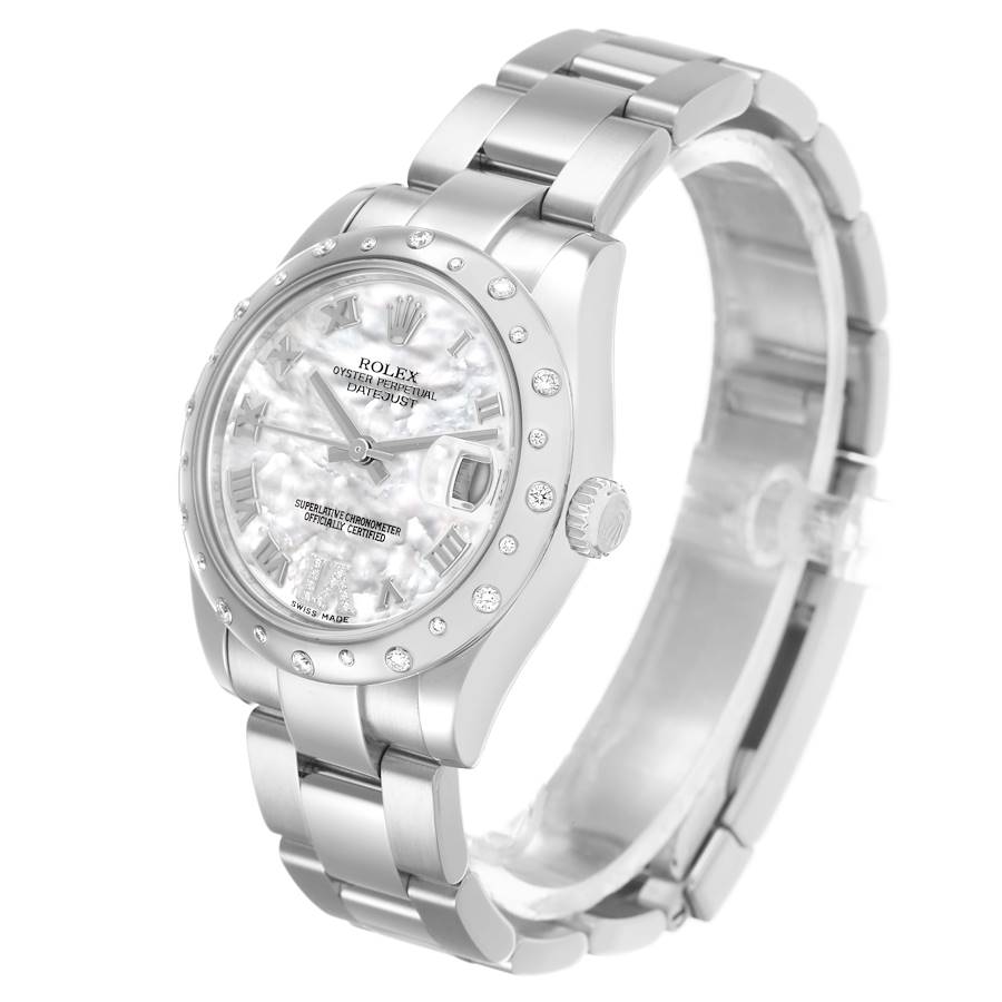 Ro_lexDatejust Midsize Steel White Gold MOP Diamond Watch  Box Card