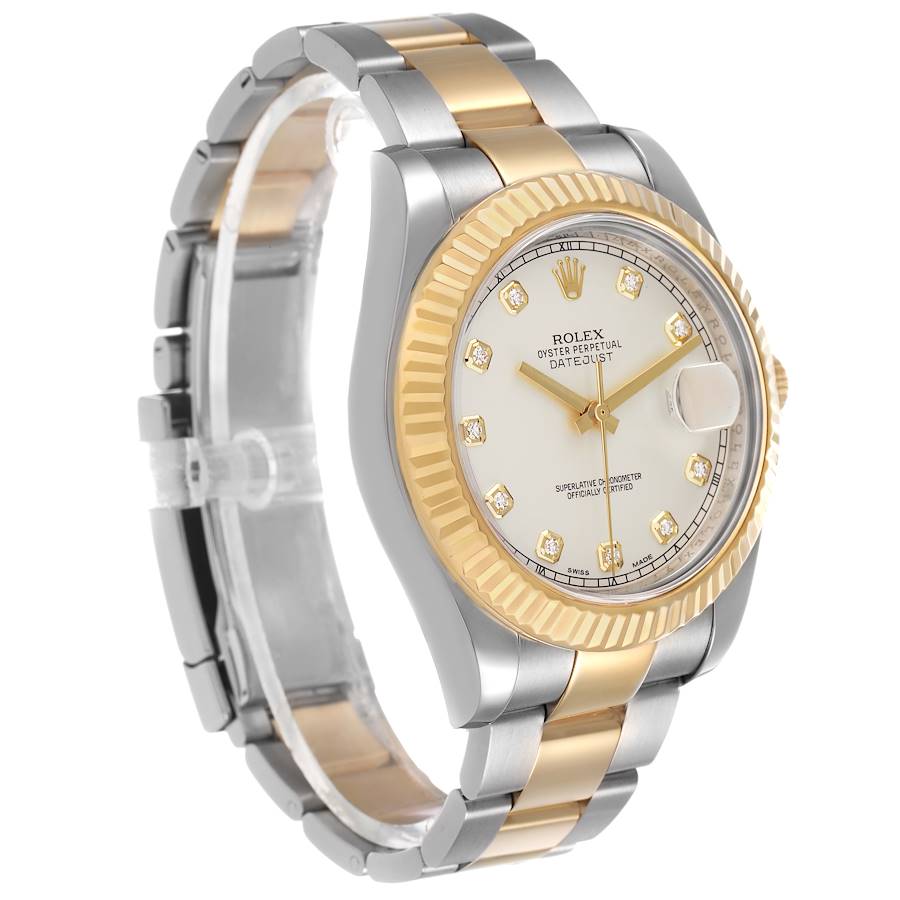 Rol_ex Date_just  Steel Yellow Gold Silver Diamond Mens Watch