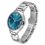 Car_tier Ballon_ Bleu  Blue Dial Steel Mens Watch  Box Card