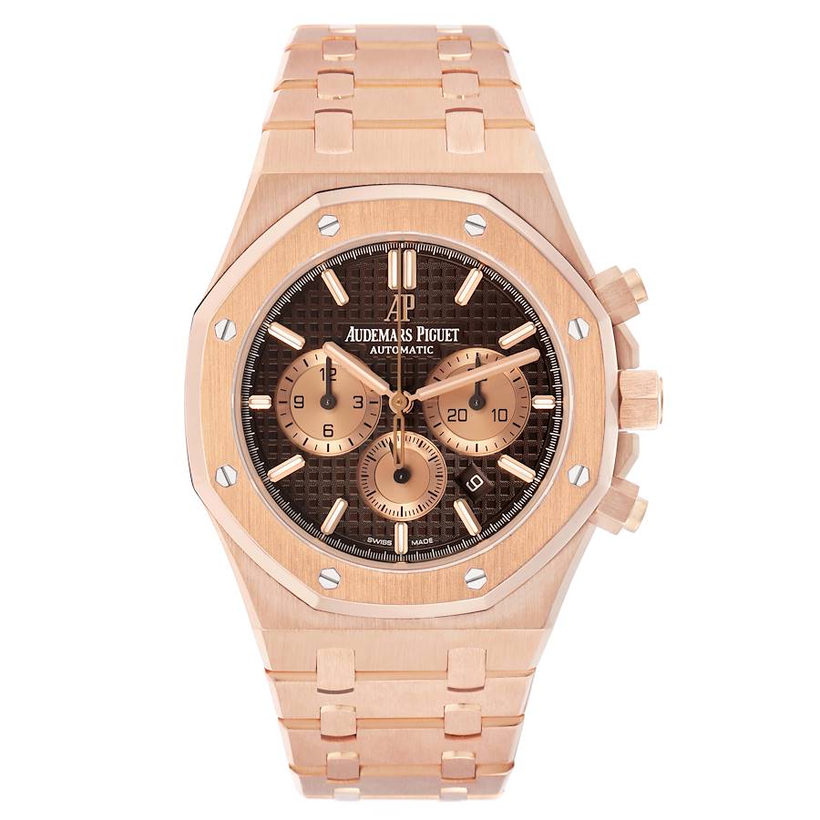 Aude_mars Piguet Ro_yal Oak Brown Dial Rose Gold Watch