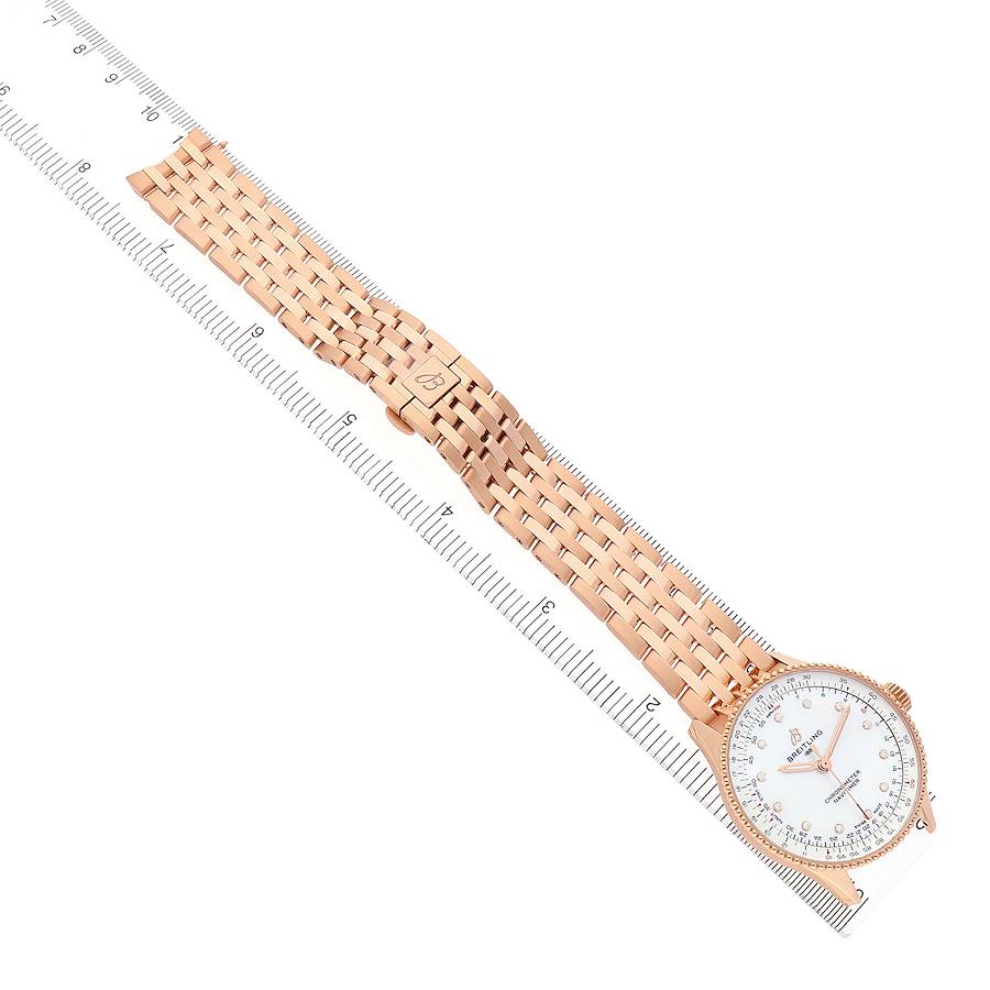 Brei_tling Navi_timer Auto_matic  Rose Gold MOP Diamond Watch  Box Card