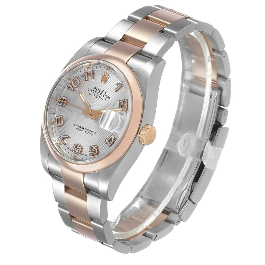 Ro_lex Datejust  Silver Concentric Dial Steel Rose Gold Mens Watch