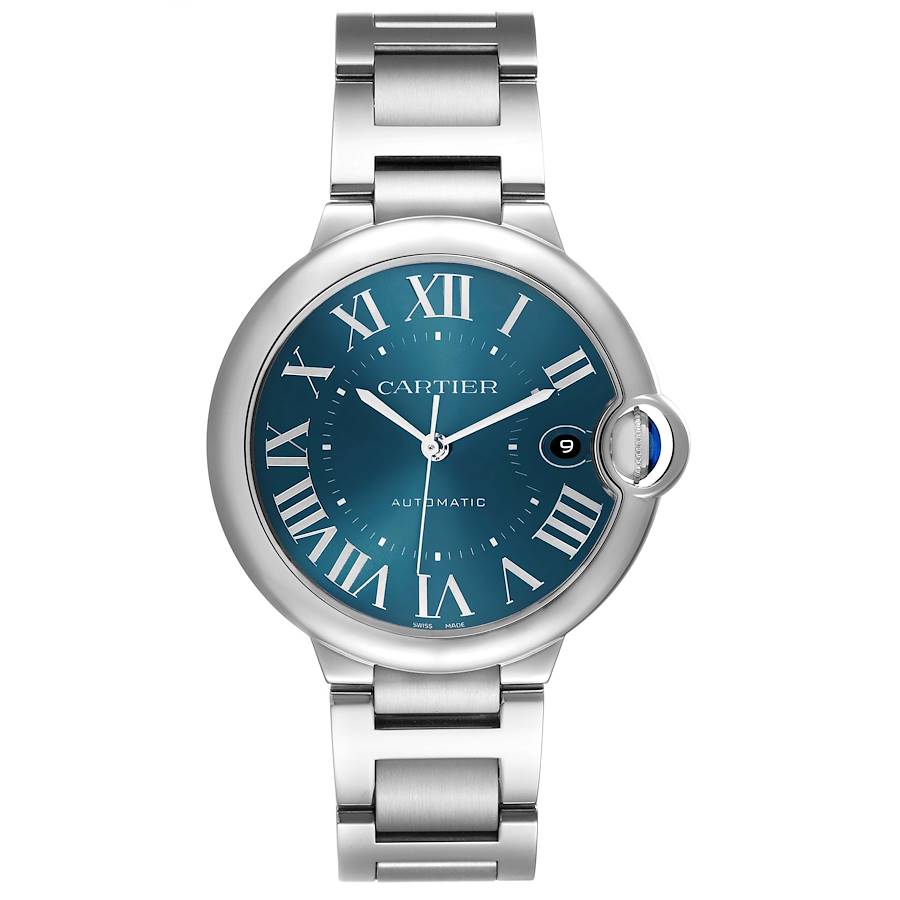 Car_tier Ballon_ Bleu  Blue Dial Steel Mens Watch  Box Card