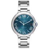 Car_tier Ballon_ Bleu  Blue Dial Steel Mens Watch  Box Card