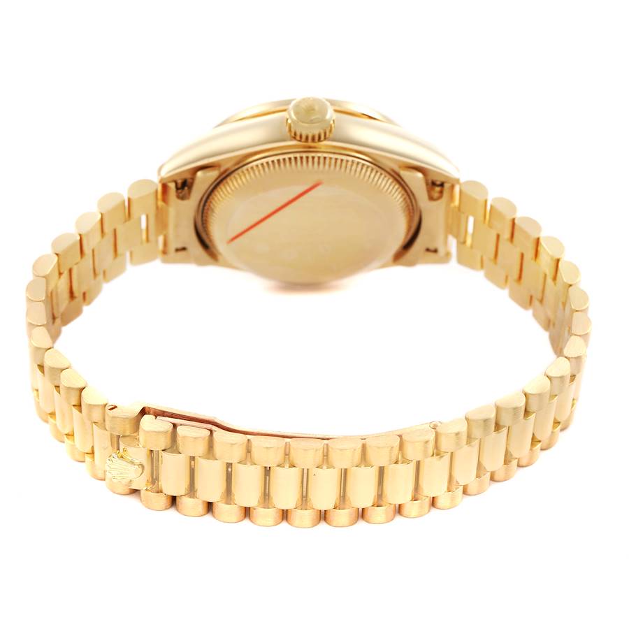 Ro_lex President Yellow Gold Diamond Ruby Dial Ladies Watch
