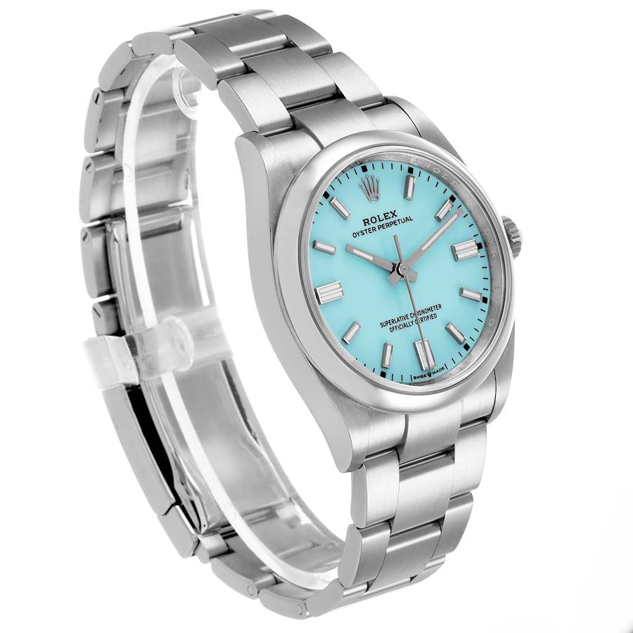 Ro_lex Oyster Perpetual Steel Turquoise Dial Mens Watch