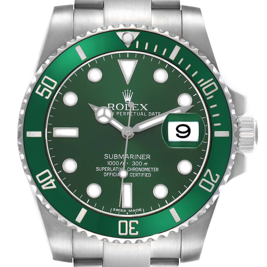 Rol_ex Subma_riner Steel Hulk Green Dial Bezel Mens Watch  Card