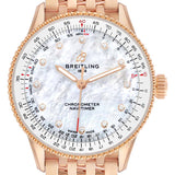 Brei_tling Navi_timer Auto_matic  Rose Gold MOP Diamond Watch  Box Card
