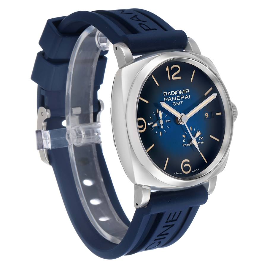 Pane_rai Radi_omir  GMT Power Reserve Steel Mens Watch Box Papers