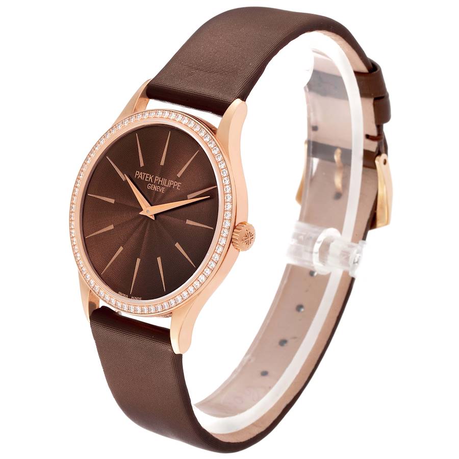 Patek _Philippe Calatrava Rose Gold Brown Dial Diamond Ladies Watch