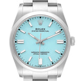 Ro_lex Oyster Perpetual Steel Turquoise Dial Mens Watch
