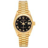 Ro_lex President Datejust 26 Yellow Gold Black Pyramid Dial Ladies Watch