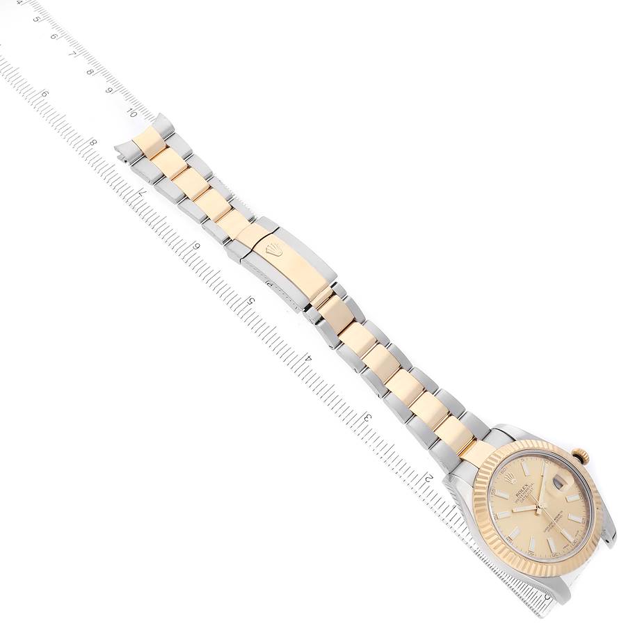 Ro_lex Datejust  Champagne Dial Steel Yellow Gold Mens Watch