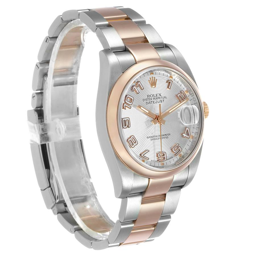 Ro_lex Datejust  Silver Concentric Dial Steel Rose Gold Mens Watch