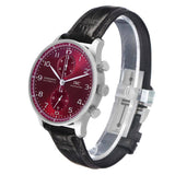 IWC Portugieser Chronograph Steel Red Dial Mens Watch Box Card