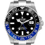 Ro_lex GMT Master II Black Blue Batman Bezel Steel Mens Watch