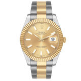Ro_lex Datejust  Champagne Dial Steel Yellow Gold Mens Watch