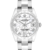 Ro_lexDatejust Midsize Steel White Gold MOP Diamond Watch  Box Card