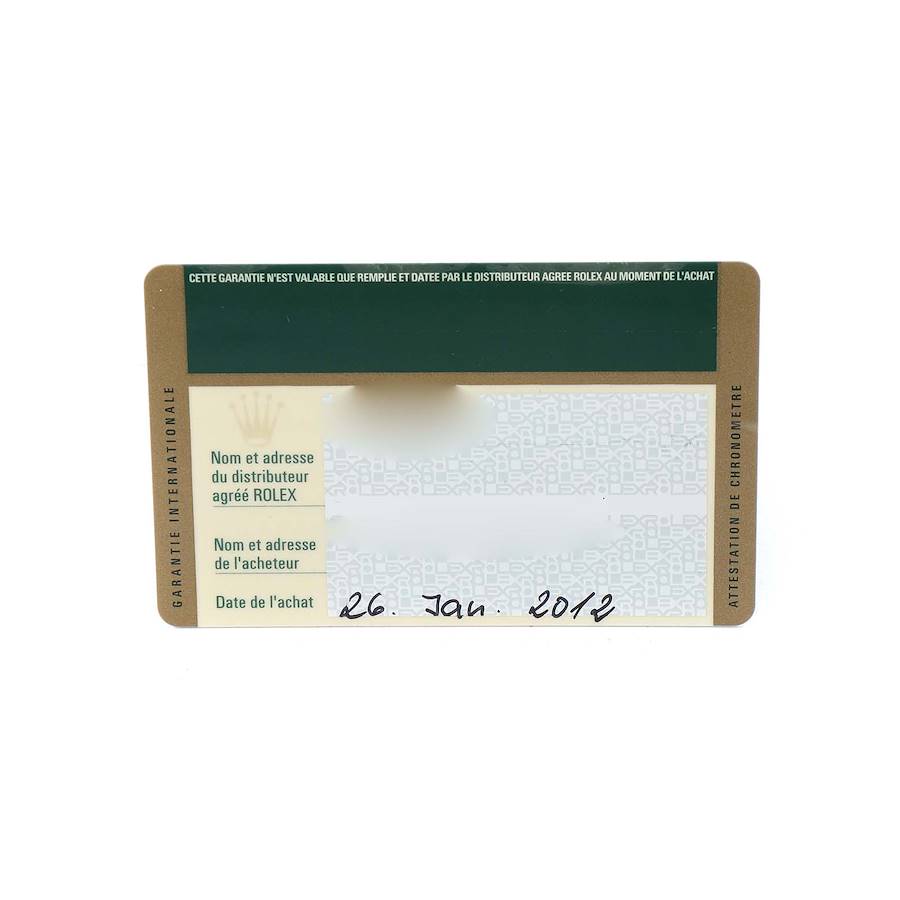 Rol_ex Subma_riner Steel Hulk Green Dial Bezel Mens Watch  Card