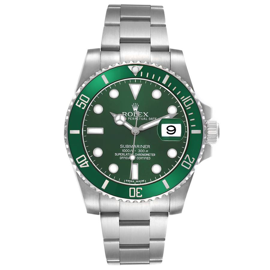 Rol_ex Subma_riner Steel Hulk Green Dial Bezel Mens Watch  Card
