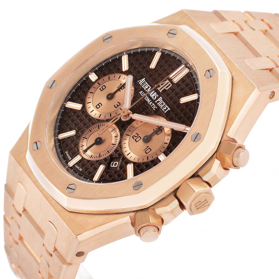 Aude_mars Piguet Ro_yal Oak Brown Dial Rose Gold Watch