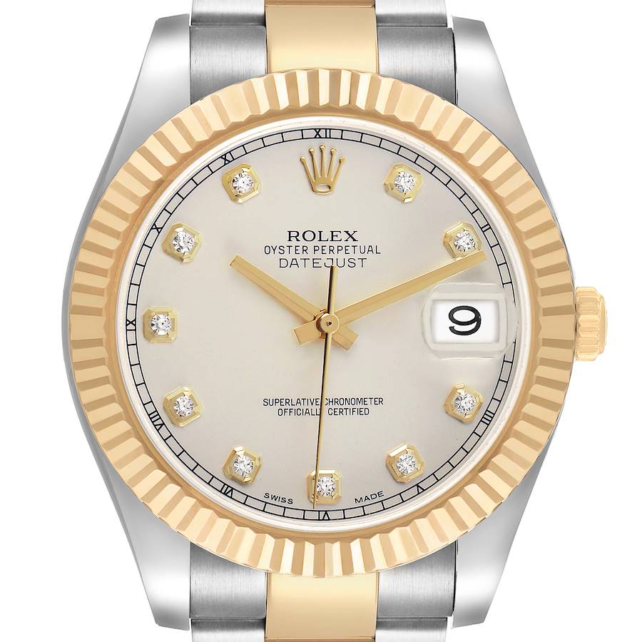 Rol_ex Date_just  Steel Yellow Gold Silver Diamond Mens Watch