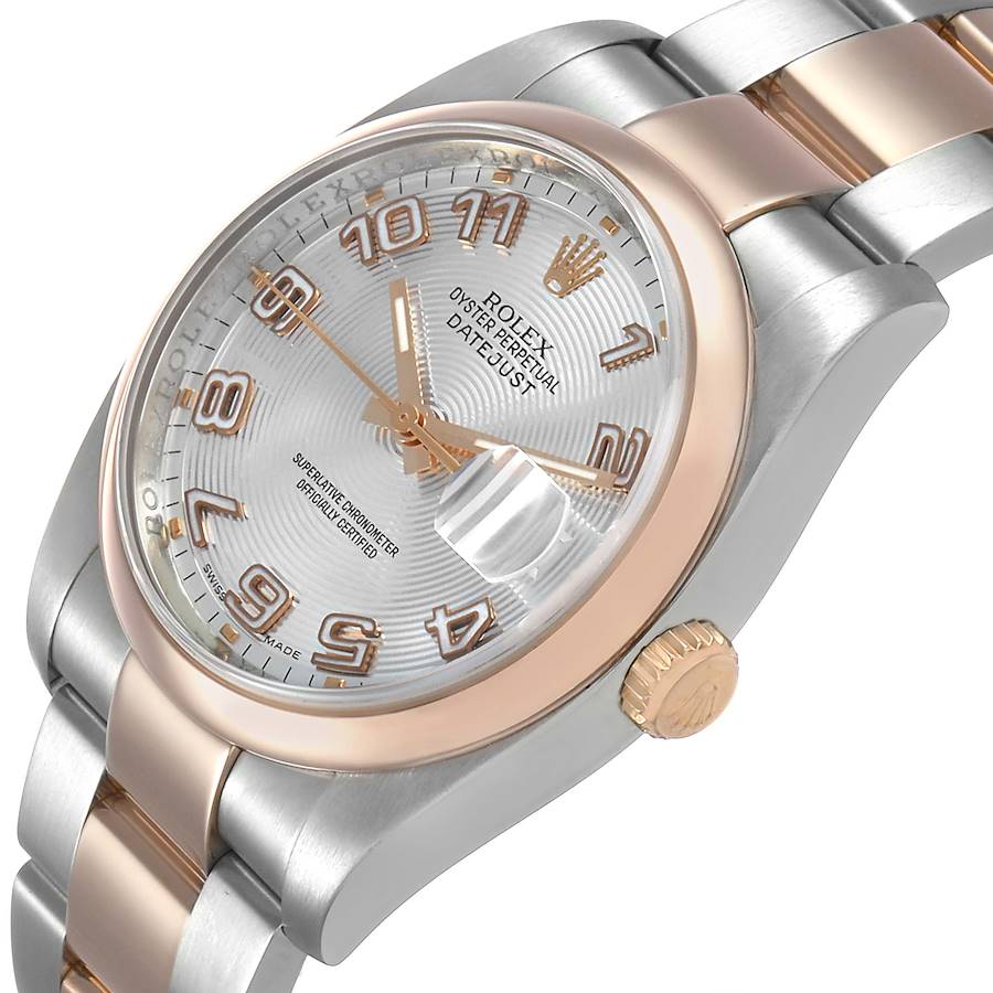 Ro_lex Datejust  Silver Concentric Dial Steel Rose Gold Mens Watch