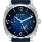 Pane_rai Radi_omir  GMT Power Reserve Steel Mens Watch Box Papers