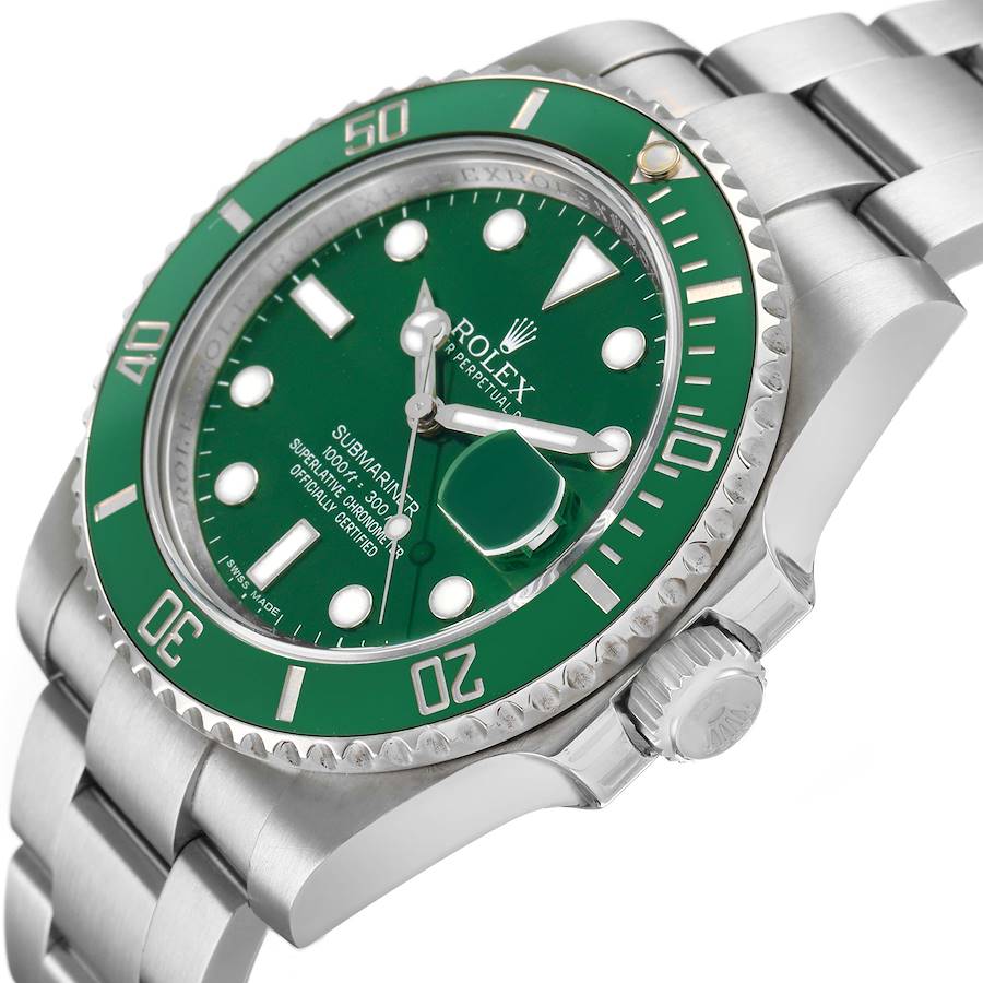 Rol_ex Subma_riner Steel Hulk Green Dial Bezel Mens Watch  Card