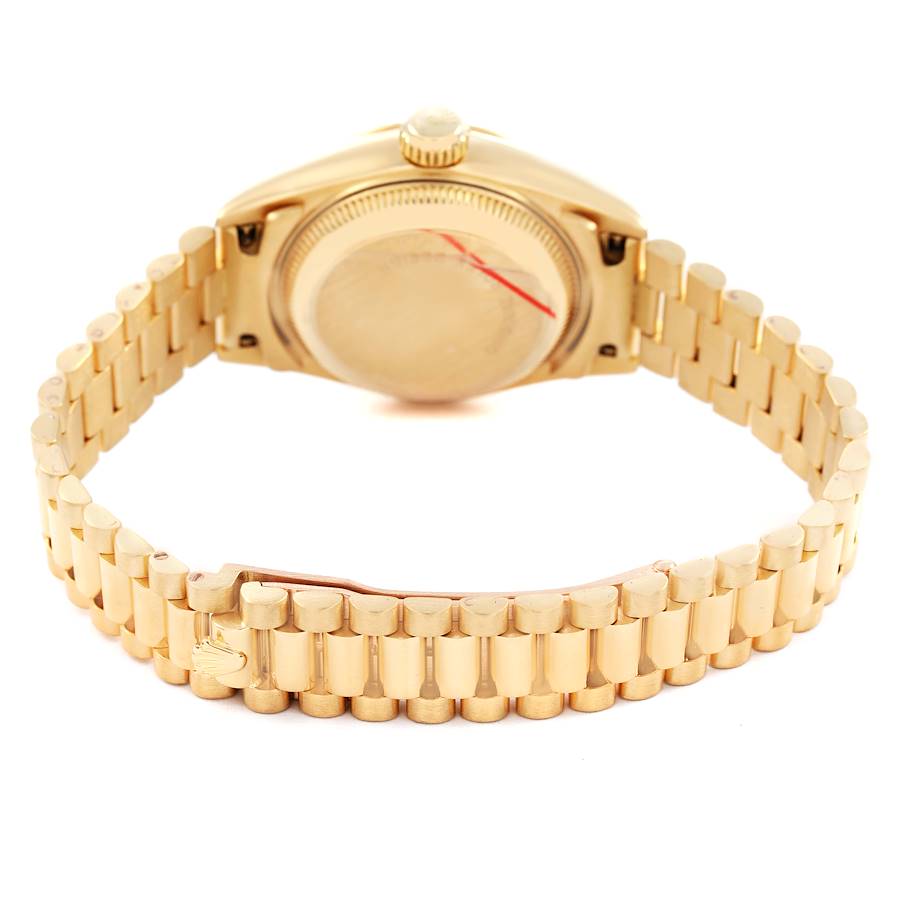 Ro_lex President Datejust 26 Yellow Gold Black Pyramid Dial Ladies Watch