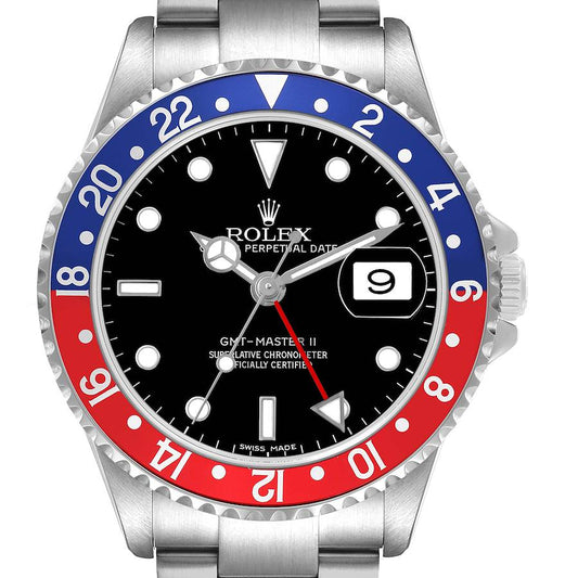 Ro_lex GMT Master Steel Pepsi Blue Red Bezel Error Dial Mens Watch
